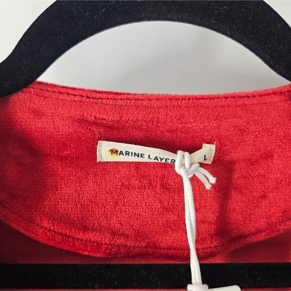 Marine Layer Red Dhalia Viola Velour Wrap Midi Dress L - Picture 6 of 13